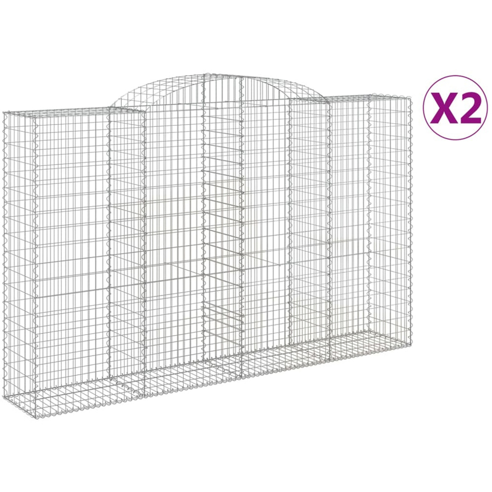 vidaXL Silver Galvanised Iron Arched Gabion Basket 300 x 50 x 180/200cm 2 Pack Image 4