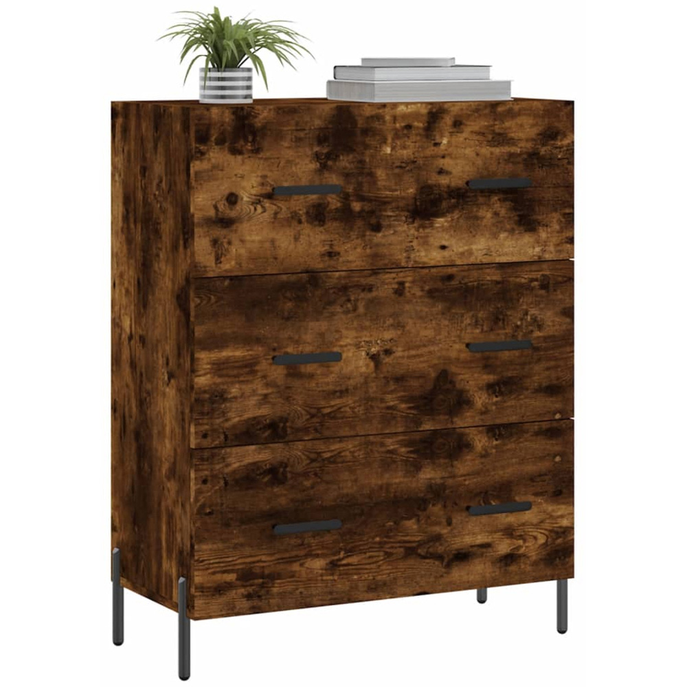 vidaXL 3 Drawer Smoked Oak Sideboard Image 3