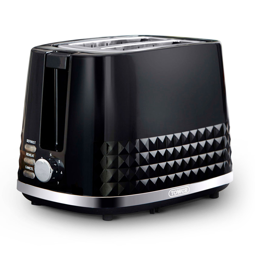 Tower T20082BLK Black and Chrome Solitaire 2 Slice Toaster Image 1