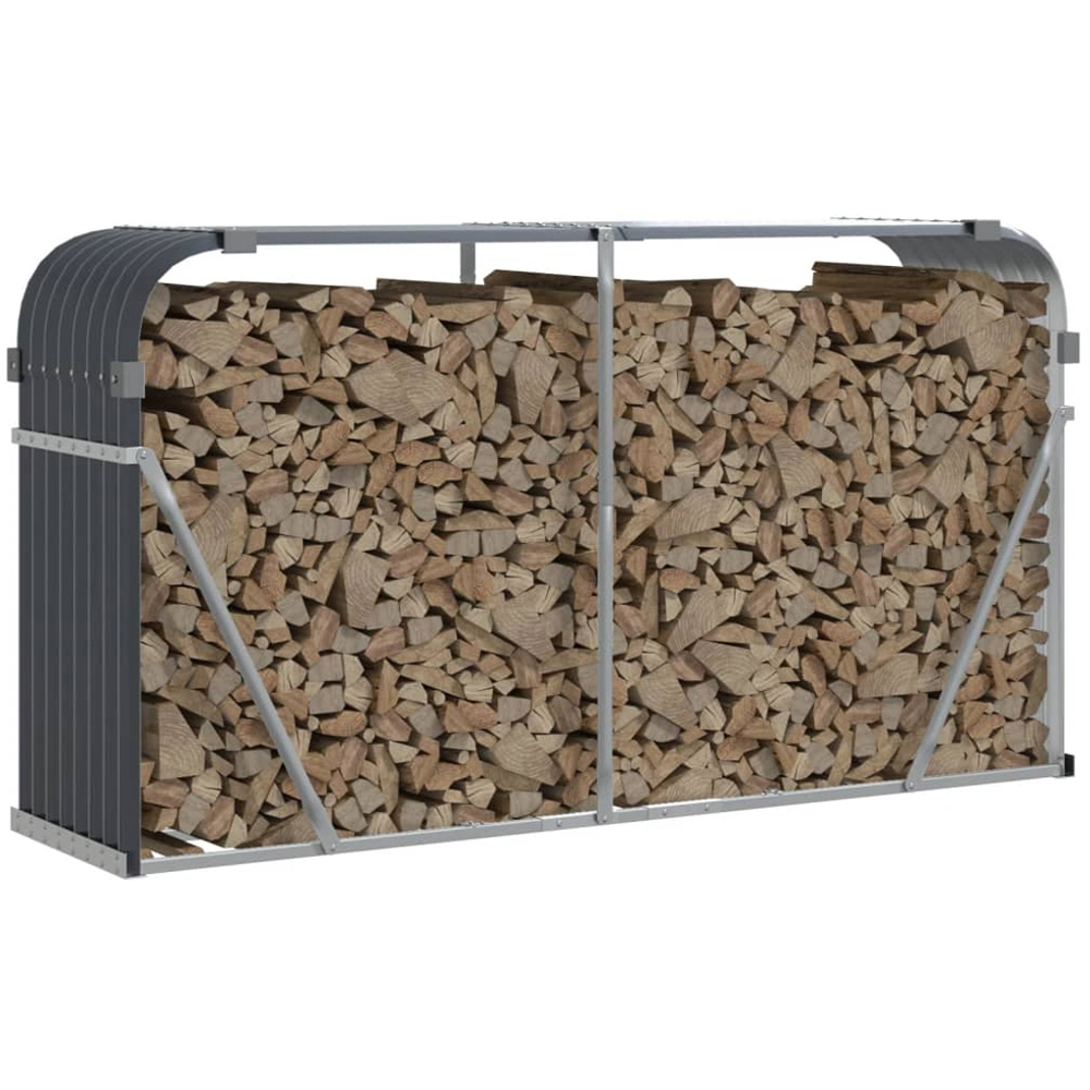 vidaXL Anthracite Galvanised Steel Firewood Log Holder 100 x 180 x 45cm Image 2