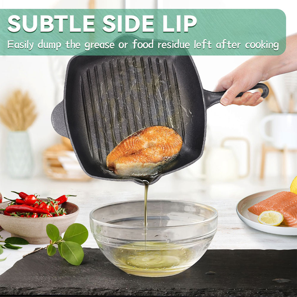 Living and Home Cast Iron Square Griddle Pan with Spouts Image 5