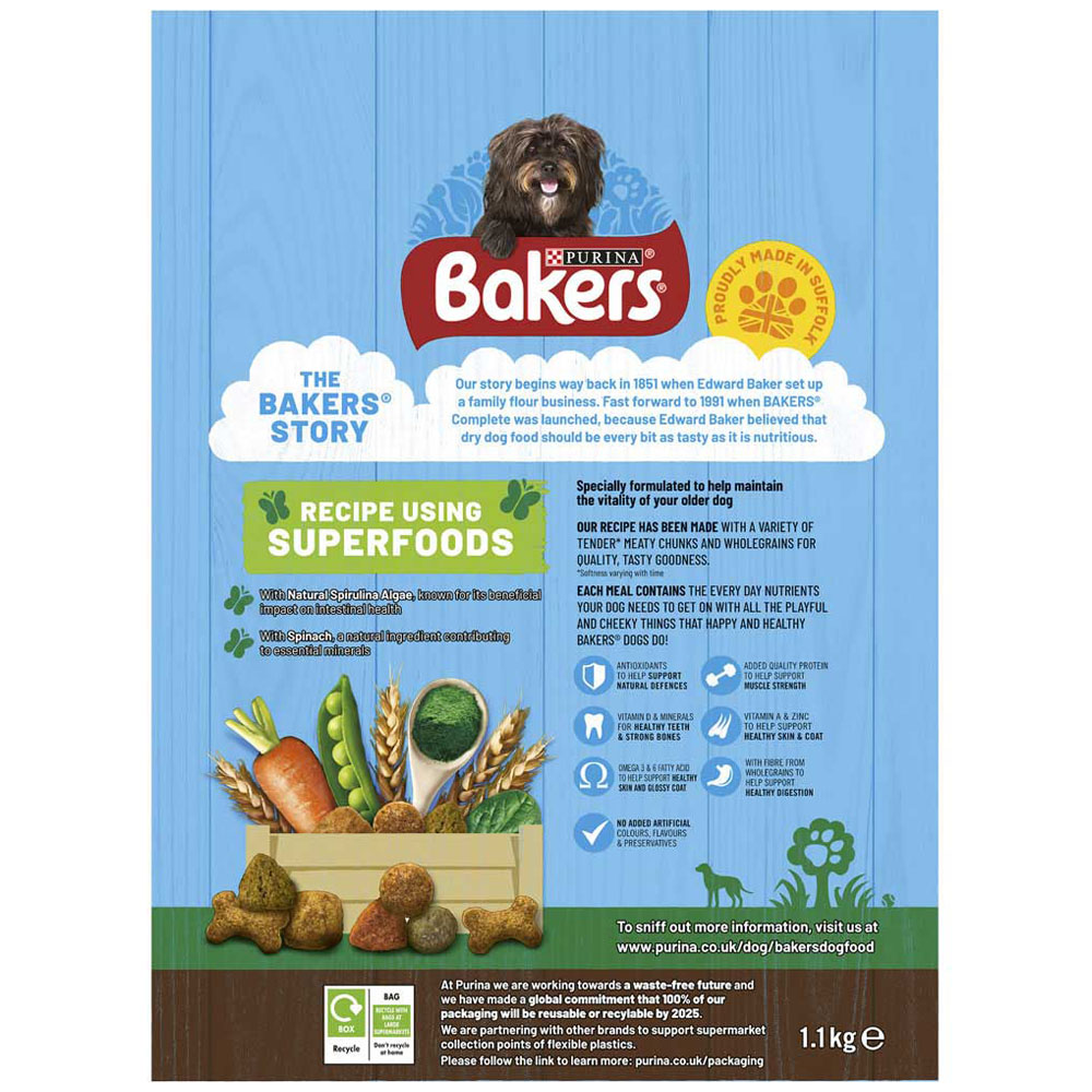 Bakers Chicken and Veg Senior Dry Dog Food 1.1kg   Image 4