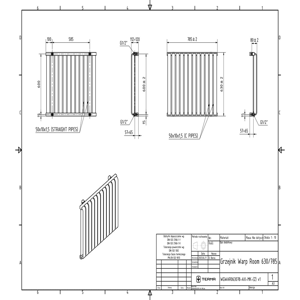 Terma Warp-Room E Wi-Fi Salt n Pepper Electric Radiator 800W 630 x 785mm Image 9