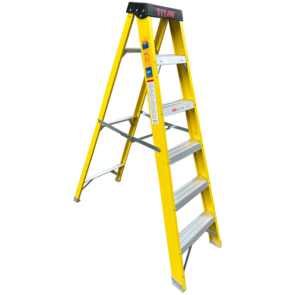 Titan 6 Tread Glassfibre Swing Back Professional Step Ladder Image 1