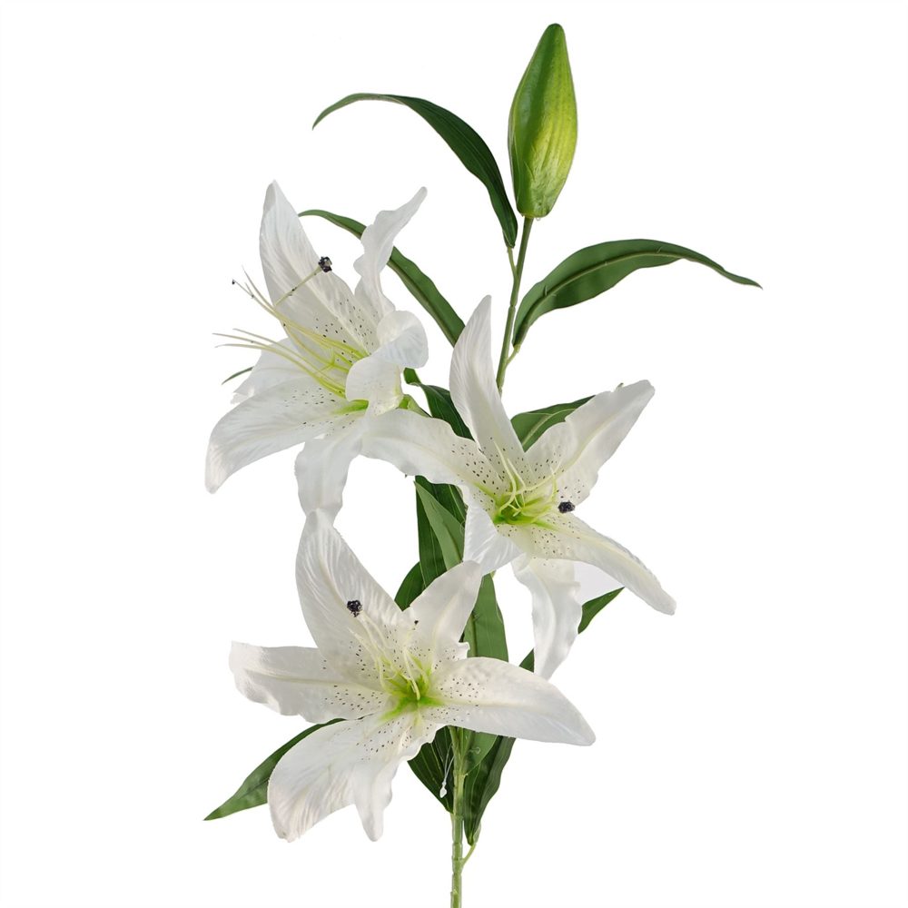 Leaf Large White Lily Single Stem Artificial Flower 3.3ft 6 Pack Image 3