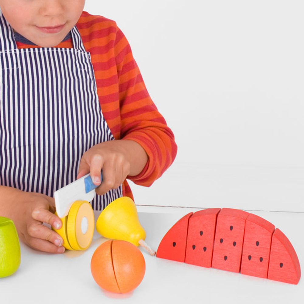 Bigjigs Toys Wooden Cutting Fruit Chefs Set Multicolour Image 2