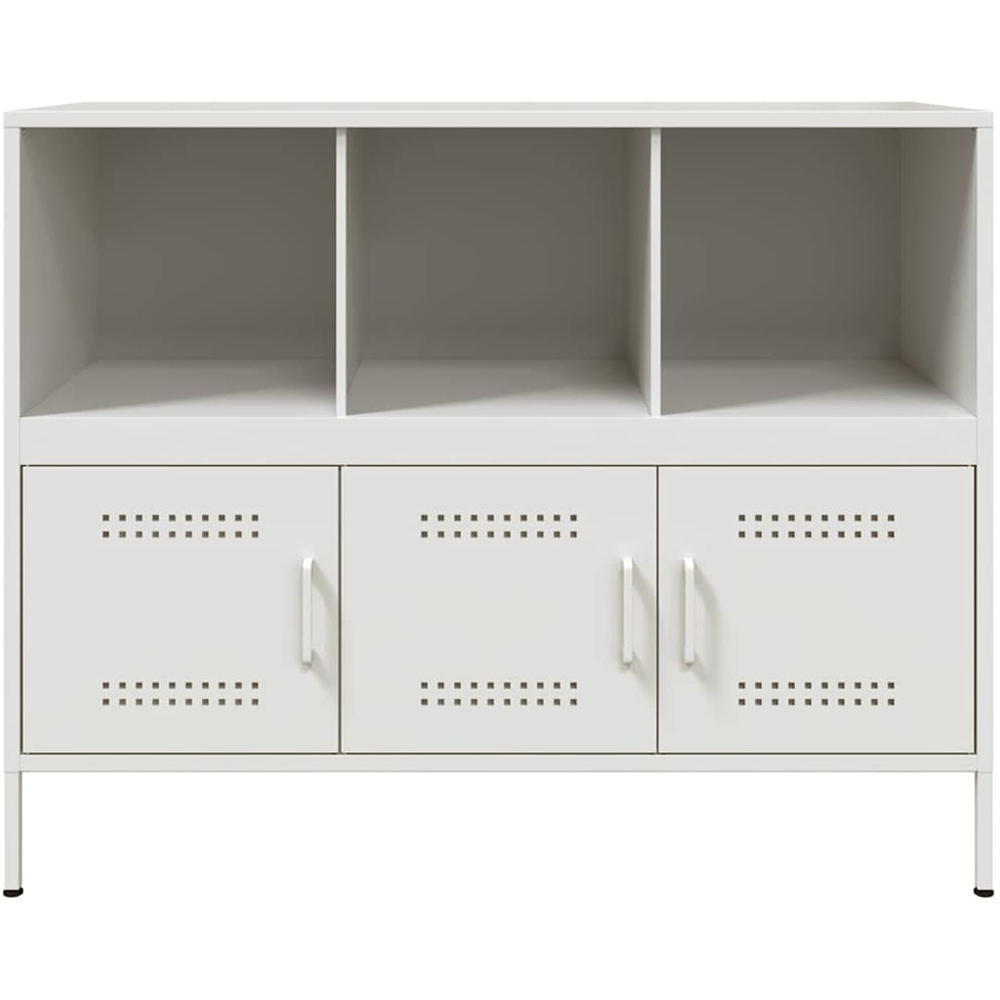 vidaXL 3 Door 3 Shelf White Steel Sideboard Image 6
