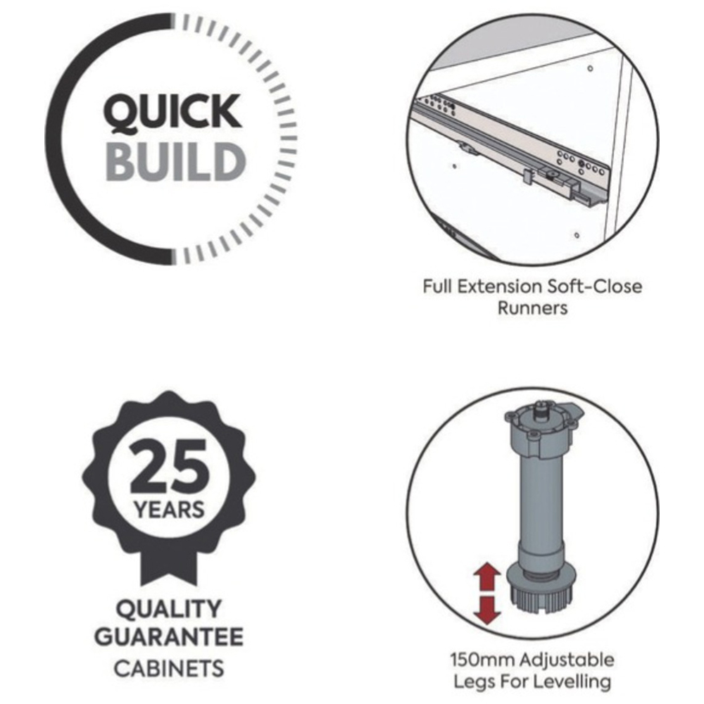 Kitchen Kit J-Pull Matt White Wall Kitchen Cabinet Flatpack 1000mm Image 3