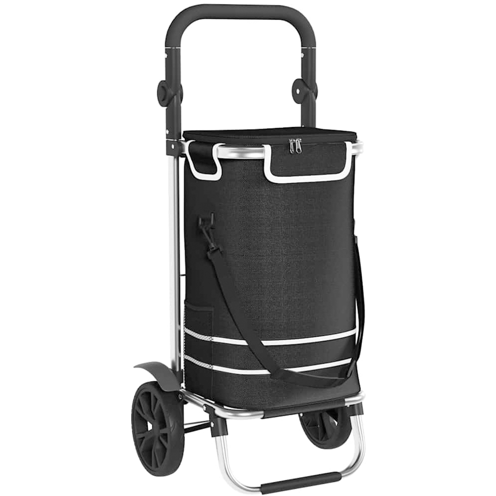 vidaXL 36.5 x 46.5 x 100.5cm Black Foldable Shopping Trolley Image 1