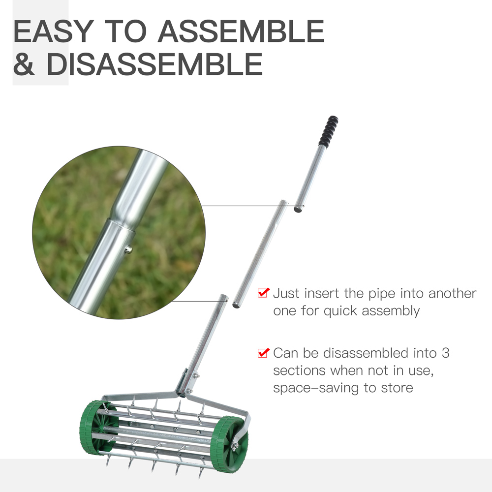 Outsunny Garden Rolling Lawn Aerator with Adjustable Handle Image 5