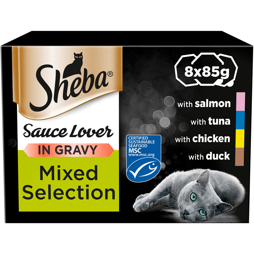 Sheba Sauce Lover Mixed Collection in Gravy Adult Cat Food 680g 8 Pack Image