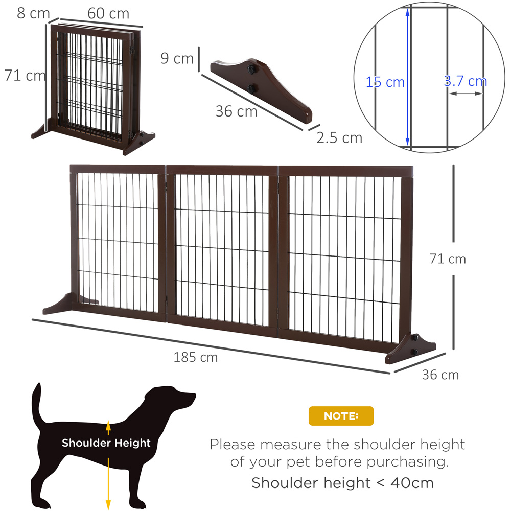 PawHut Brown 3 Panel Foldable Pet Safety Gate Image 7