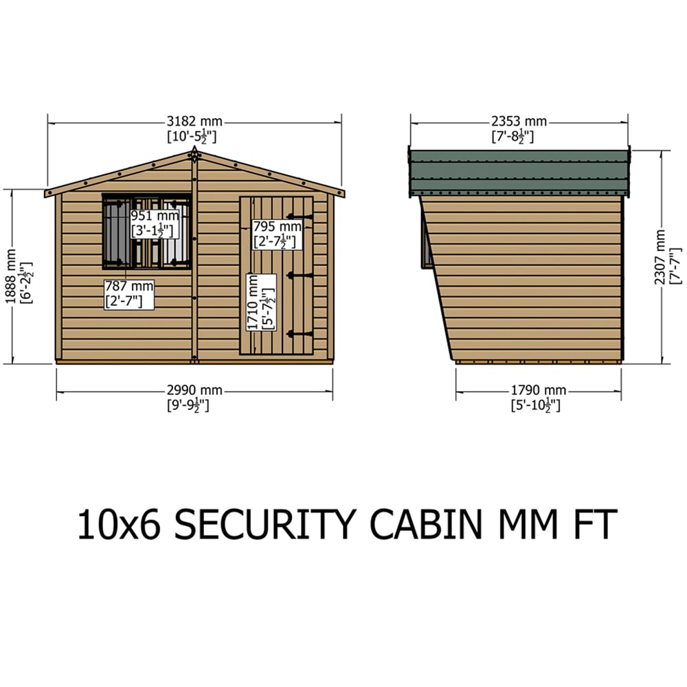 Shire 10 x 6ft Shiplap Style C Security Cabin Apex Garden Shed Image 8
