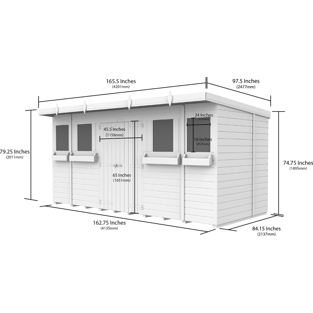 DIY Sheds 14 x 7ft Tongue and Groove Timber Pent Summer Garden Shed Image 8