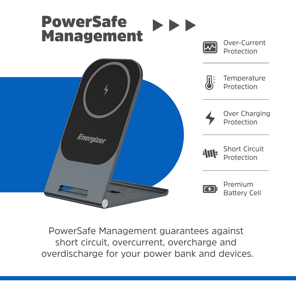 Energizer Black Aluminium Foldable QI Wireless Charging Stand 15W Image 8