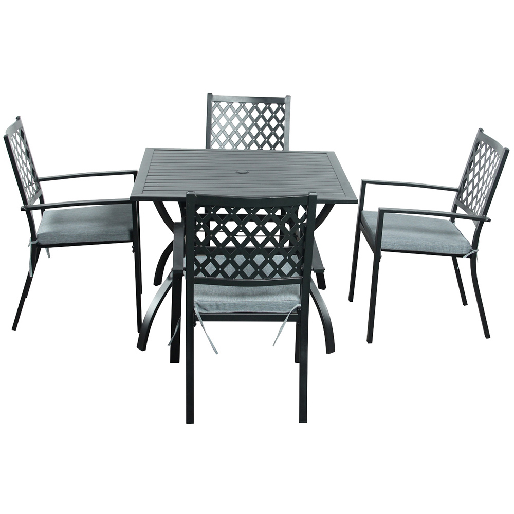 Outdoor Living Adlington 4 Seater Garden Dining Set Black Image 2