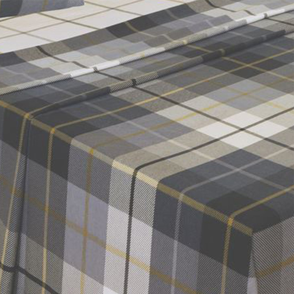 Serene Lomond Single Blue Brushed Cotton Check Flannelette Fitted Bed Sheet Image 2