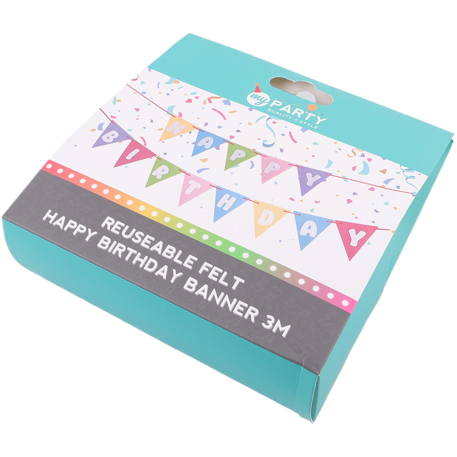 Reusable Felt Happy Birthday Banner Multicolour Image 3