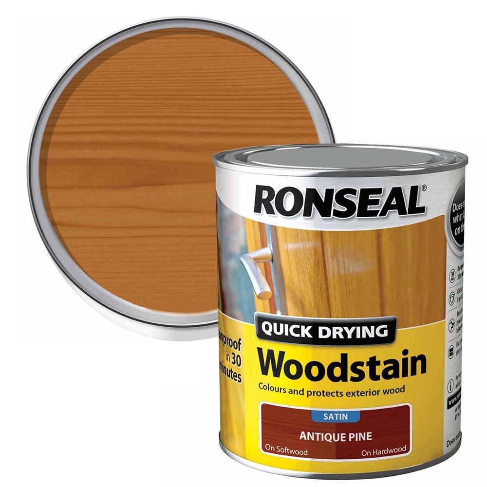 Ronseal Quick Drying Antique Pine Satin Woodstain 750ml Image 1