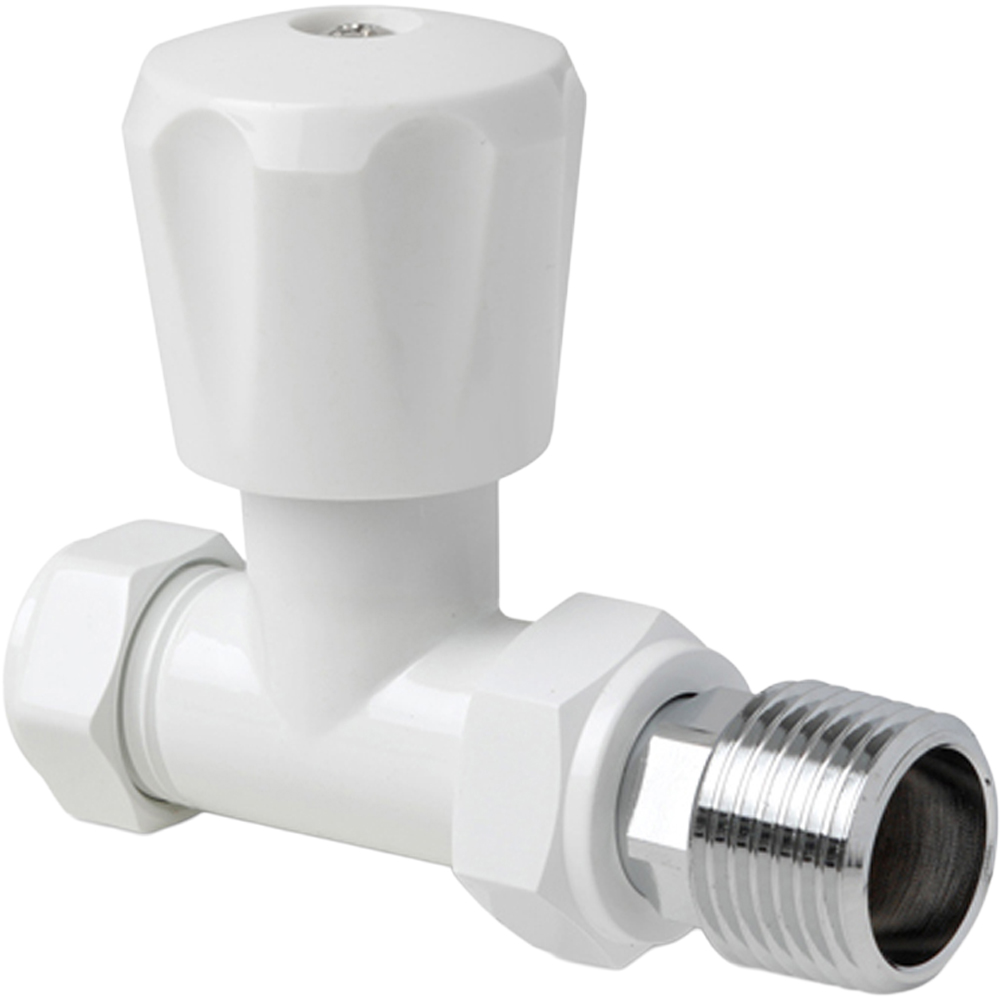 Go Bathrooms White Straight Thermostatic Radiator Valve Image 4