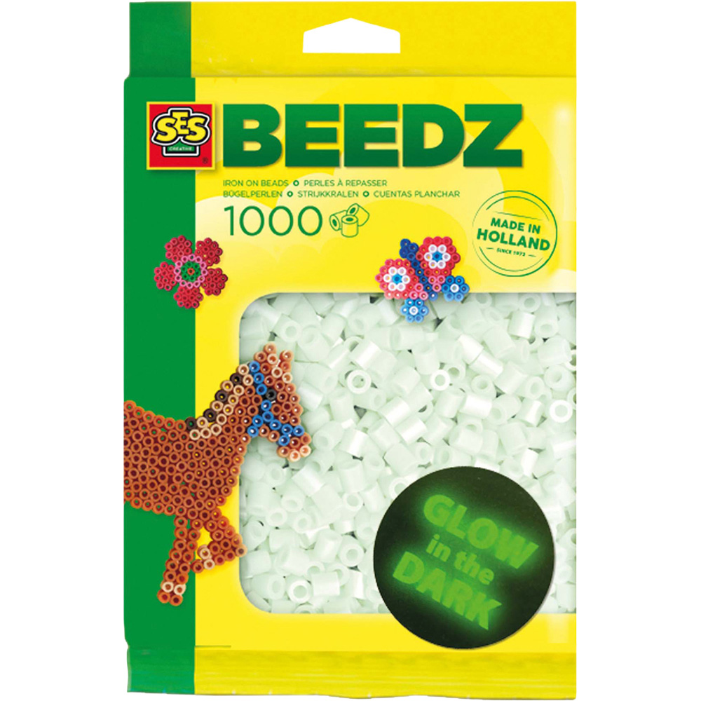 SES Creative Beedz Glow in the Dark Iron On Beads 1000 Piece Image 1