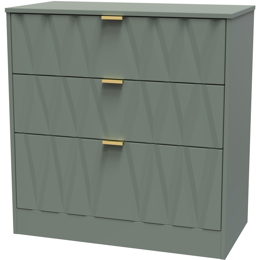 Crowndale Las Vegas Reed Green 3 Drawer Deep Chest of Drawers Ready Assembled Image 2