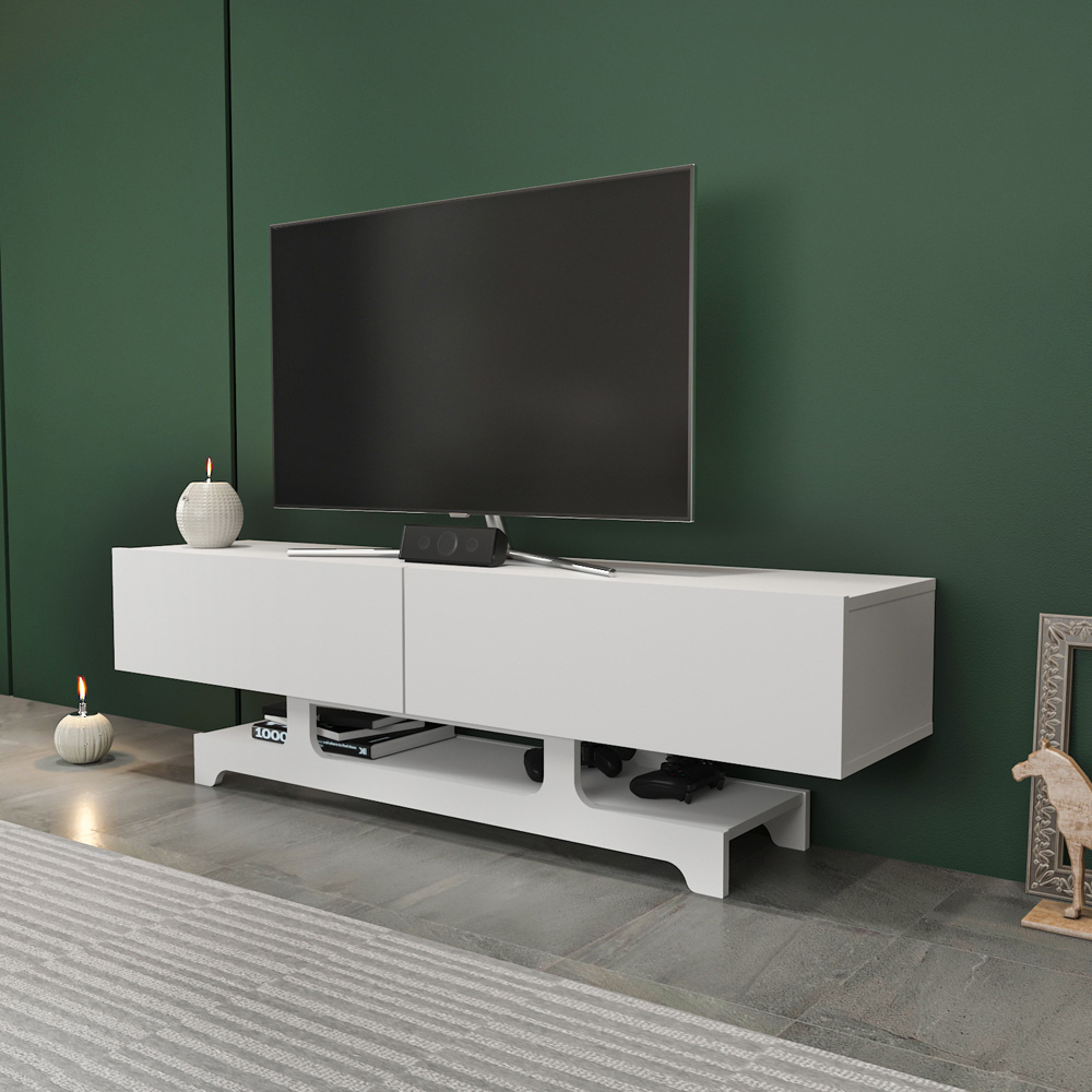 Decorotika Tera 2 Door Single Shelf White TV Unit Image 5
