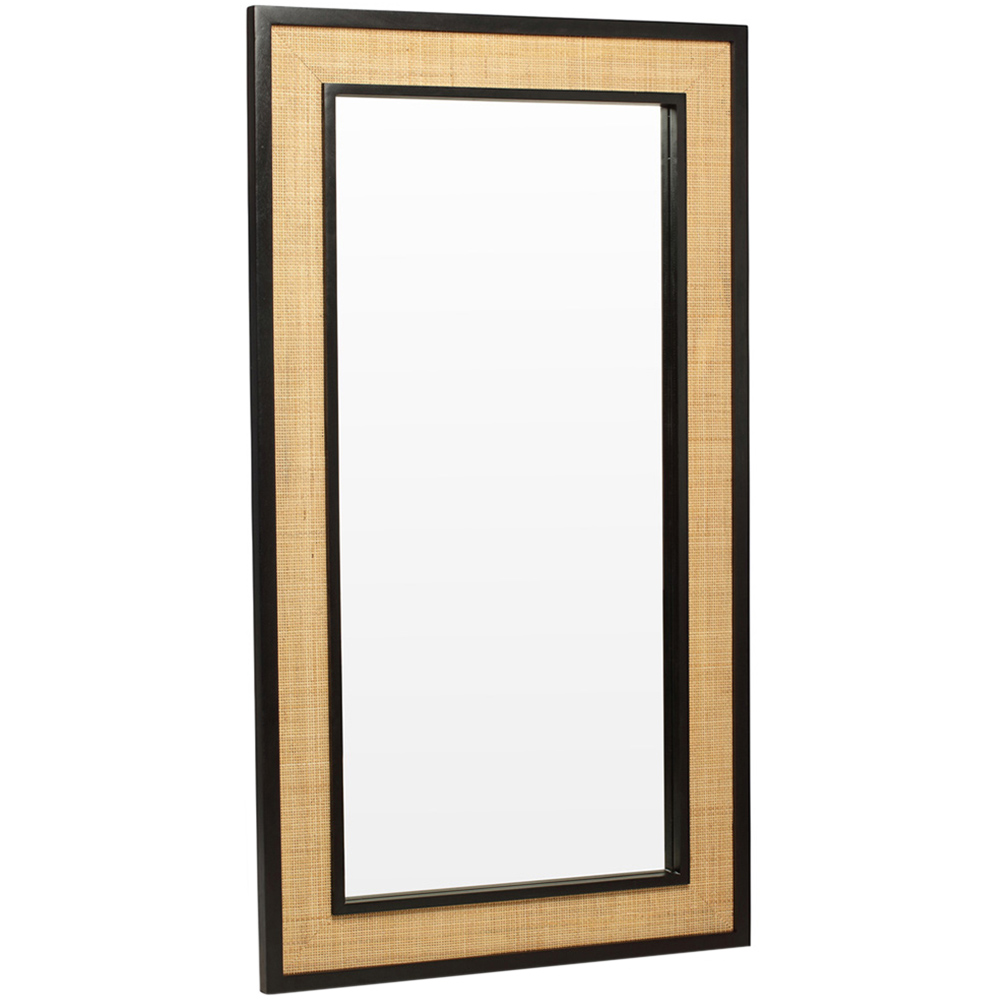 Desser Venice Black Natural Rattan Long Floor Mirror Image 1