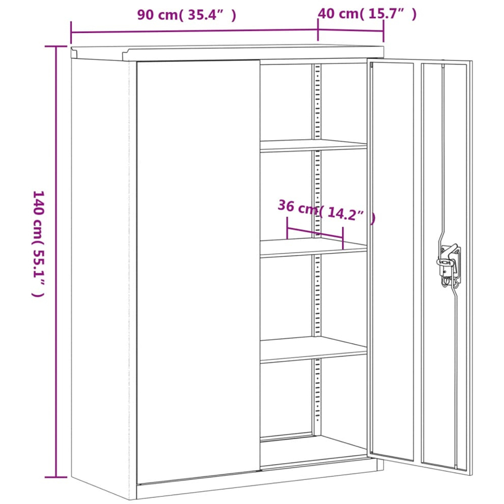 vidaXL 2 Door 4 Shelf Anthracite File Cabinet Image 9