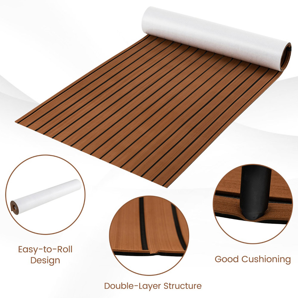 Costway Brown Non Slip Marine Carpeting Mat 240 x 90cm Image 3