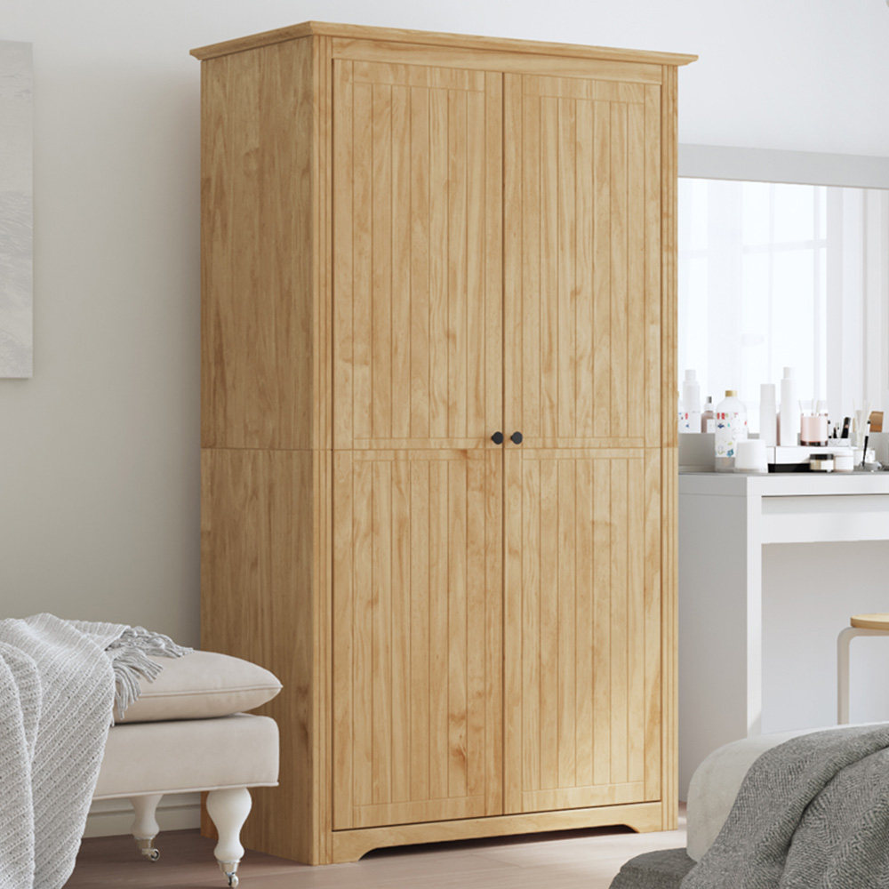 vidaXL Bodo 2 Door Honey Brown Wooden Wardrobe Image 1