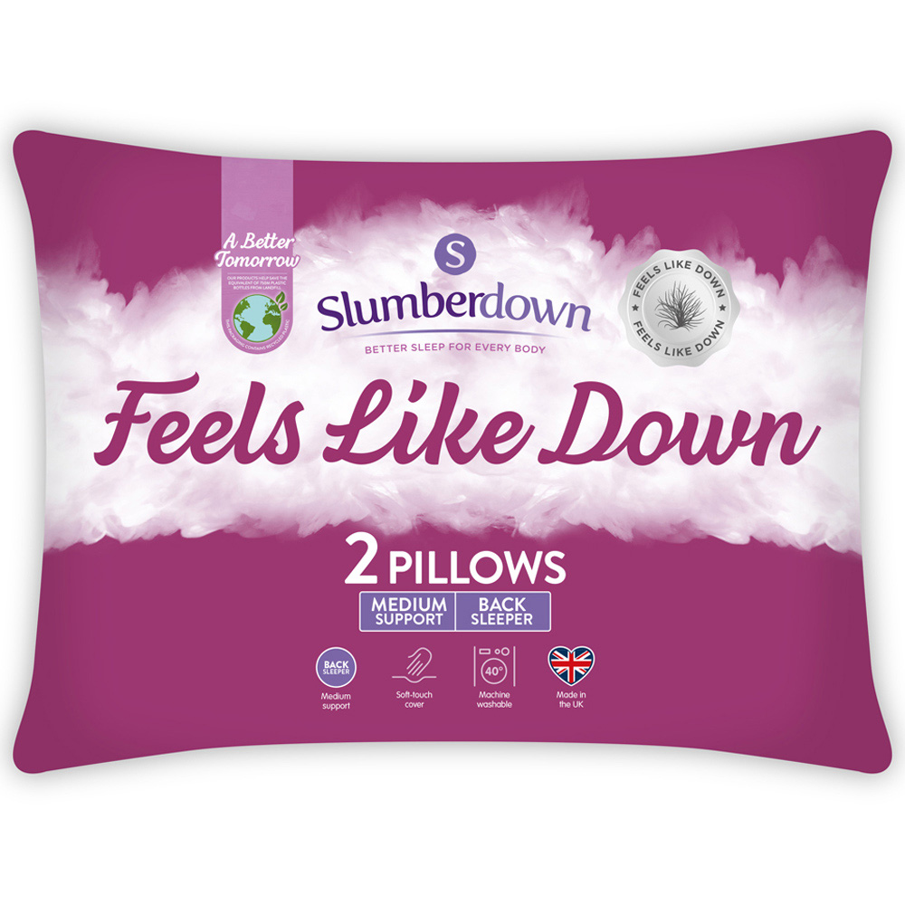 Slumberdown White Feels Like Down Pillow 2 Pack Image 1