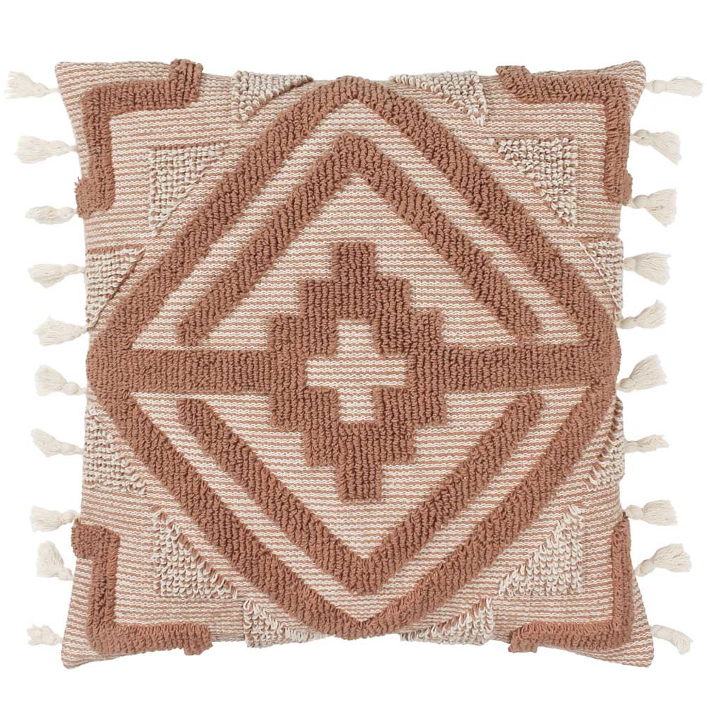 furn. Kalai Geometric Tufted Cinnamon Cushion Image 1