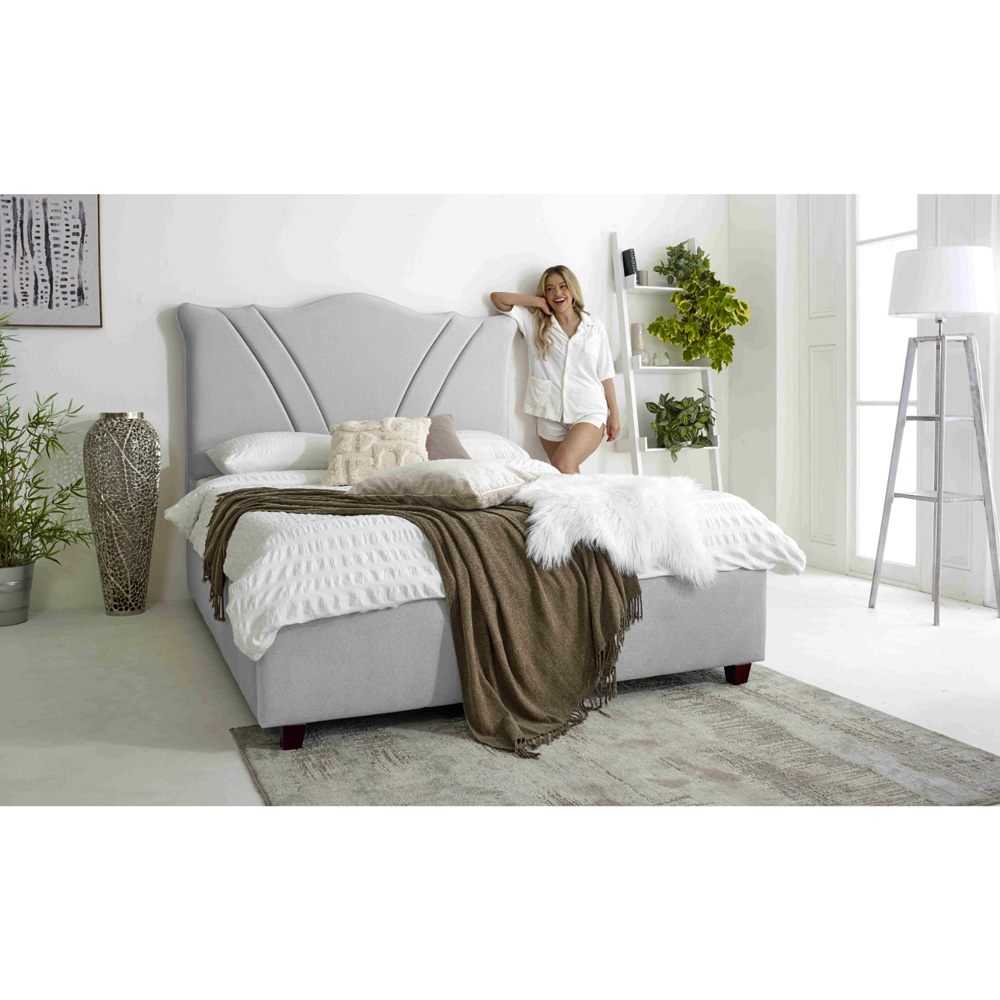 Eleganza Amaya Double Silver Arlington Fabric Bed Frame with Curved Headboard Image 3