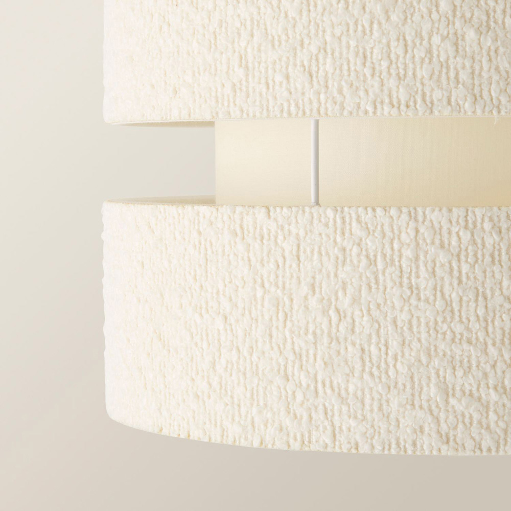ValueLights Sophia Cream Boucle Tiered Easy Fit Ceiling Pendant Lamp Shade Image 4