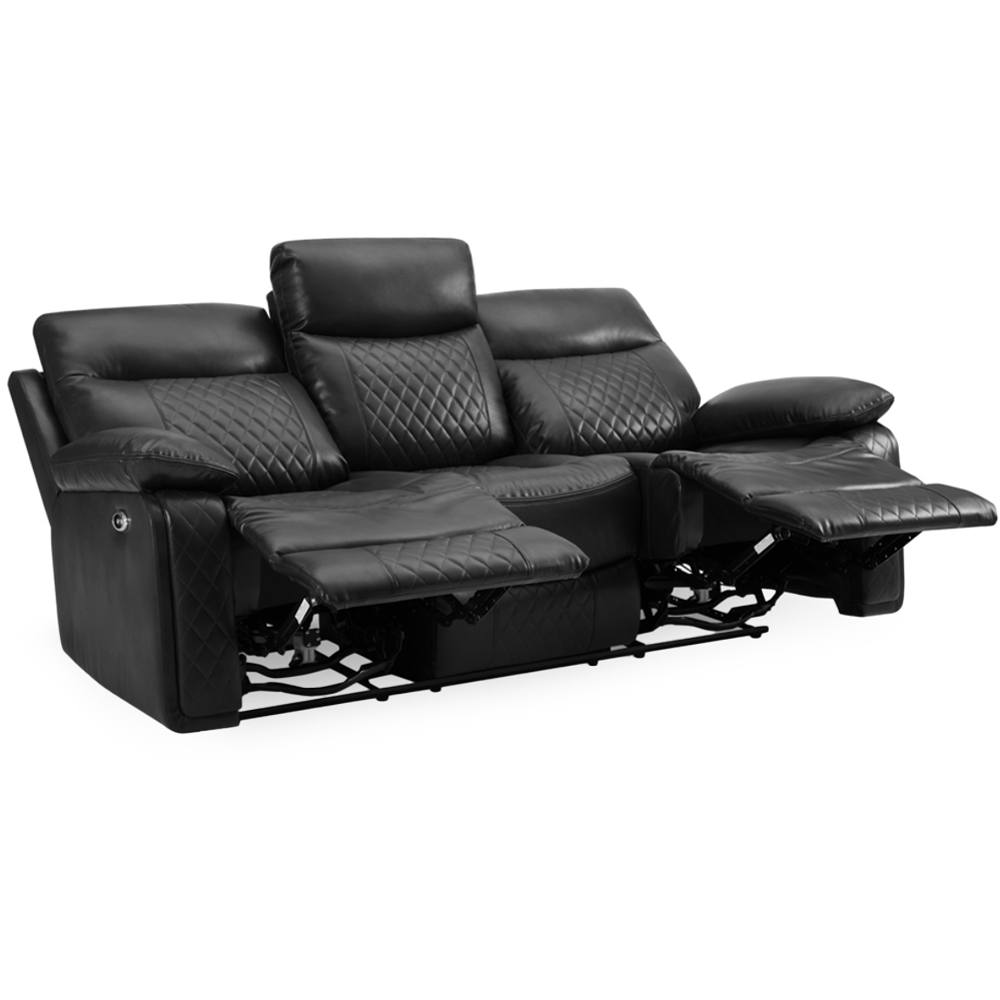 Home Detail Carson 3 Seater Black Faux Leather Electric Recliner Sofa Image 5