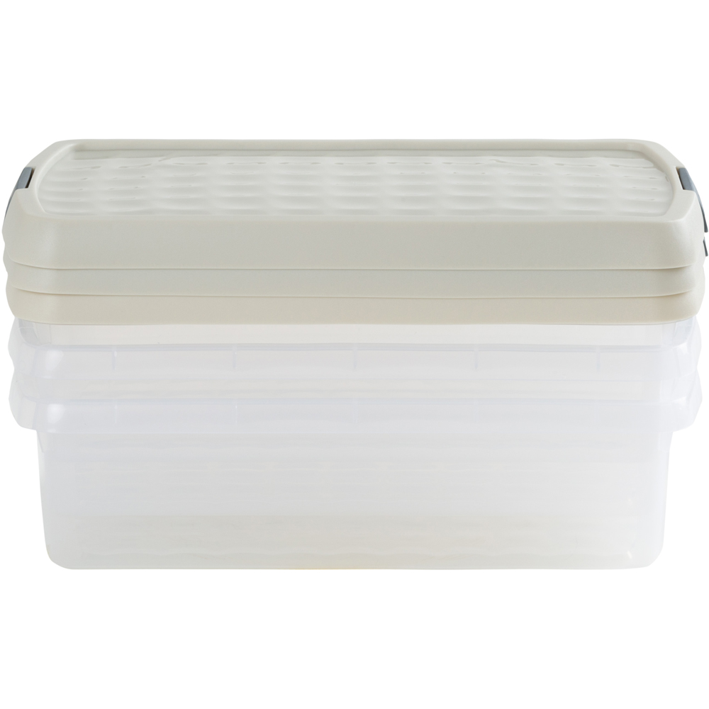 Wham Clip 7L Clear Stone and Slate Grey Rectangular Storage Box with Lid 3 Pack Image 5