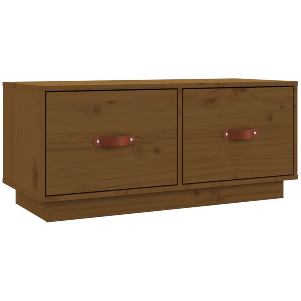 vidaXL 2 Drawer Honey Brown Solid Pine Wood TV Cabinet Image 2
