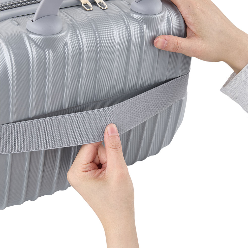 Living and Home Silver Portable Hard Shell Handheld Cosmetic Travel Case 30cm Image 4
