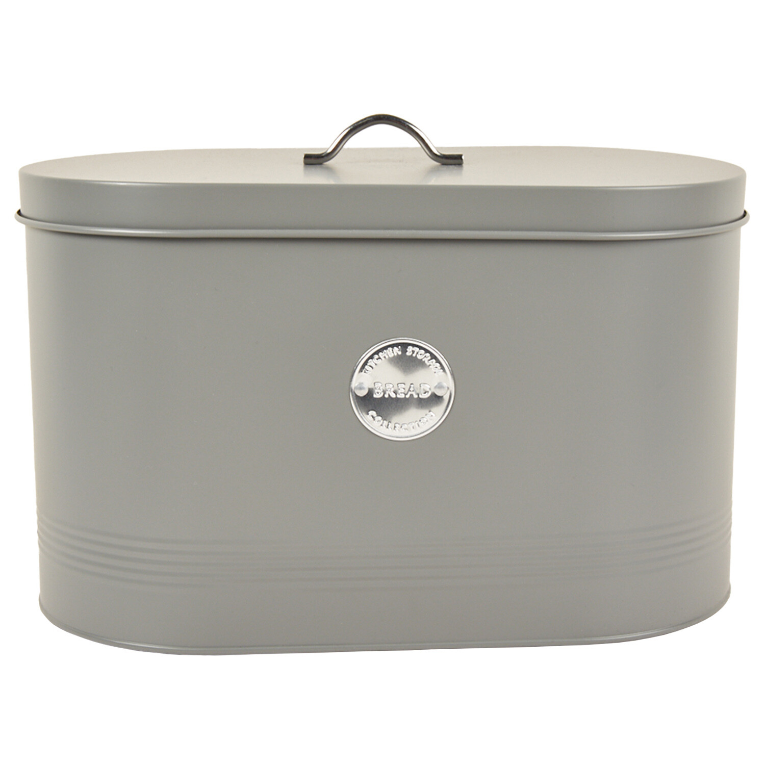 Grey Oval Ribbed Bread Bin - Grey Image 1