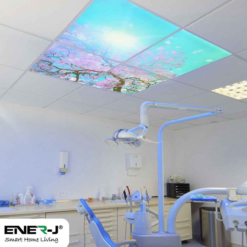 ENER-J 4 Sky Cloud with Cherry Blossom Trees LED Panel Set Image 2