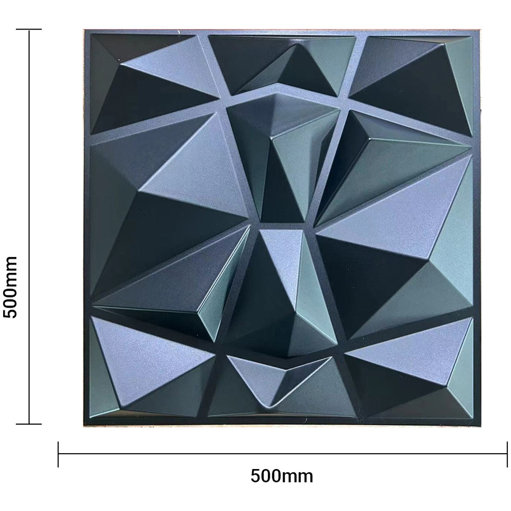 Britwall 3D Black Faceted Diamond PVC Wall Panel 500 x 500 x 1mm 4 Pack Image 5