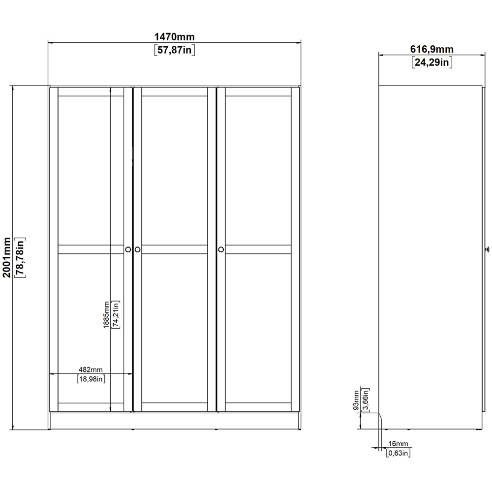 Florence Brande 3 Door White Wardrobe Image 8