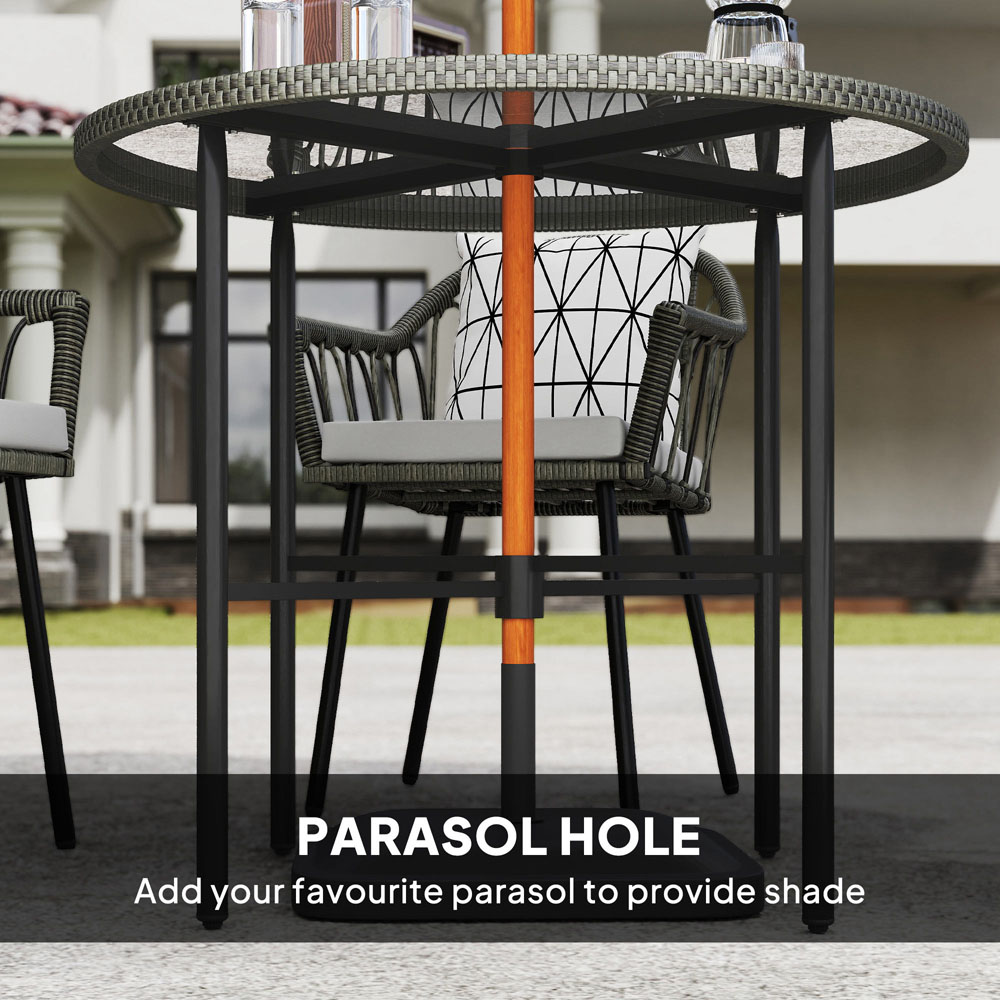 Outsunny 4 Seater Grey Rattan Patio Dining Set with Removable Cushions Image 7