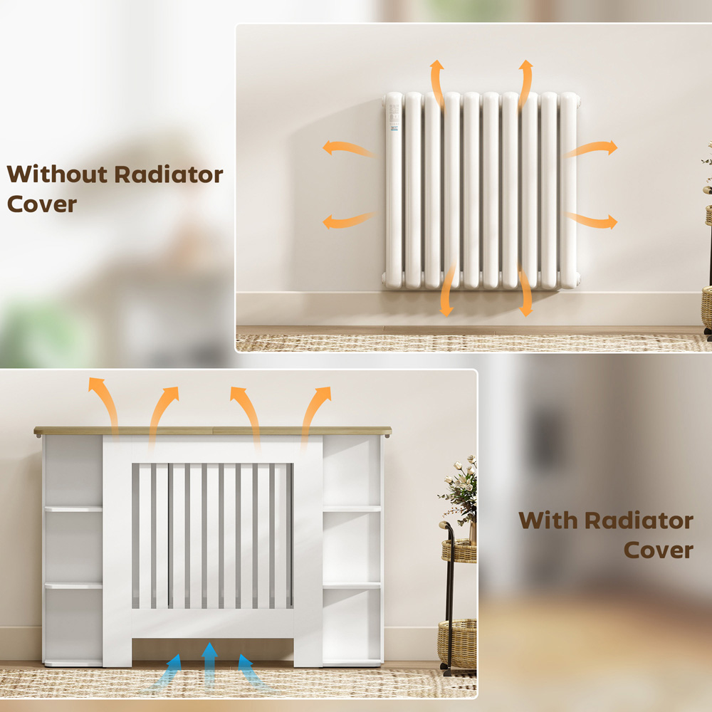 HOMCOM White Vertical Slatted Medium Heater Cover Image 5