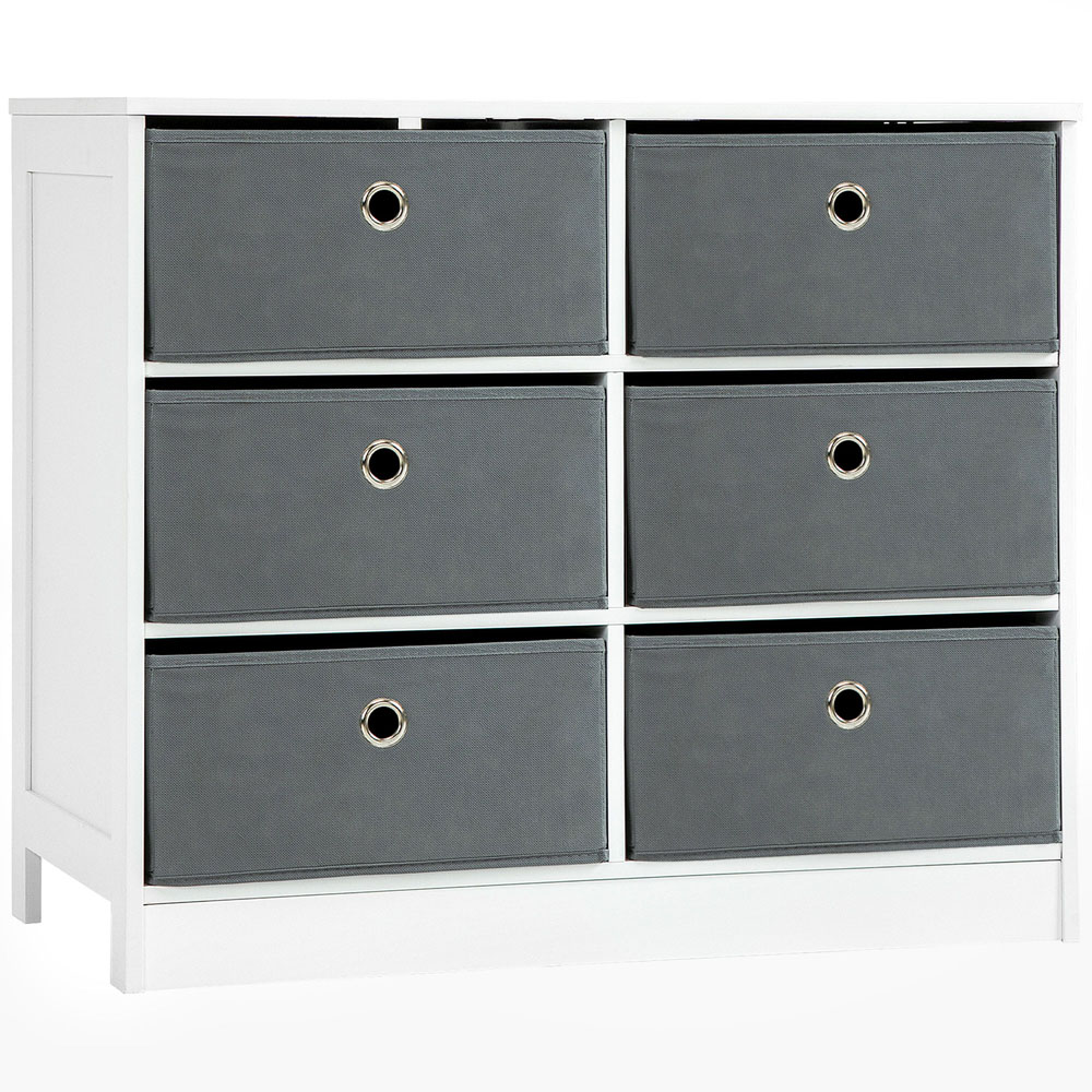 Portland 6 Drawer White and Grey Chest of Drawers Image 2