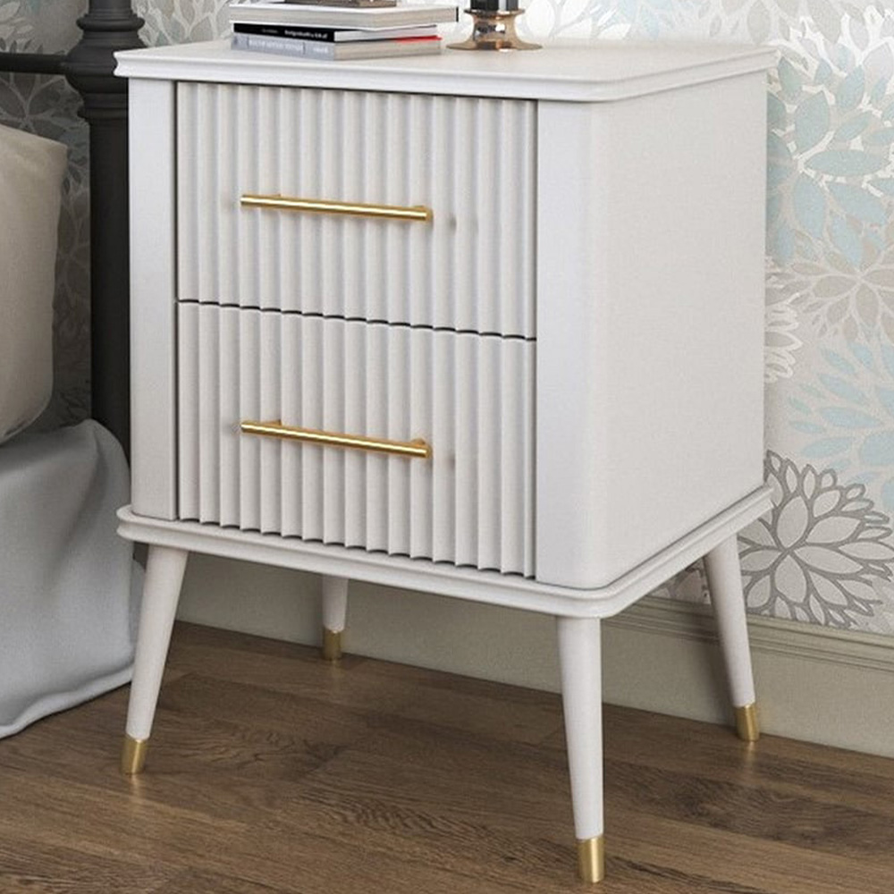 Cozzano 2 Drawer White Bedside Table Image 1