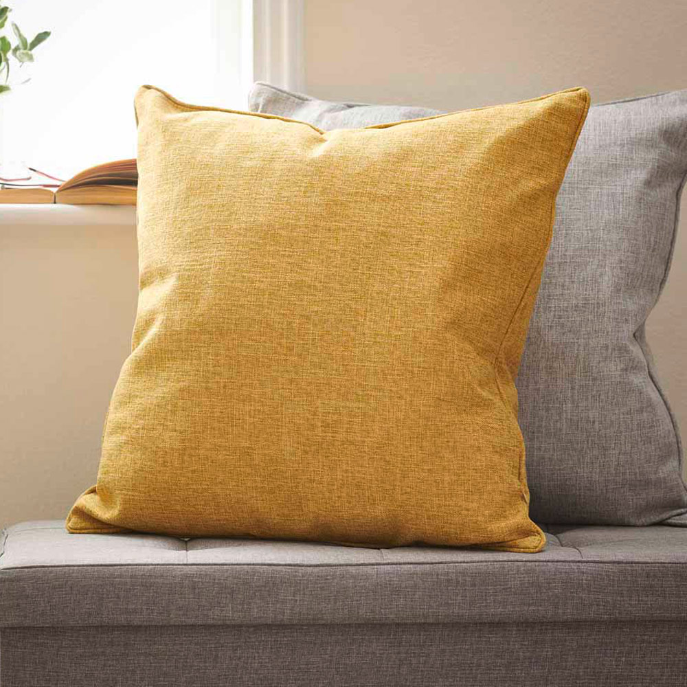 Wilko Ochre Faux Linen Cushion 55x55cm Image 2