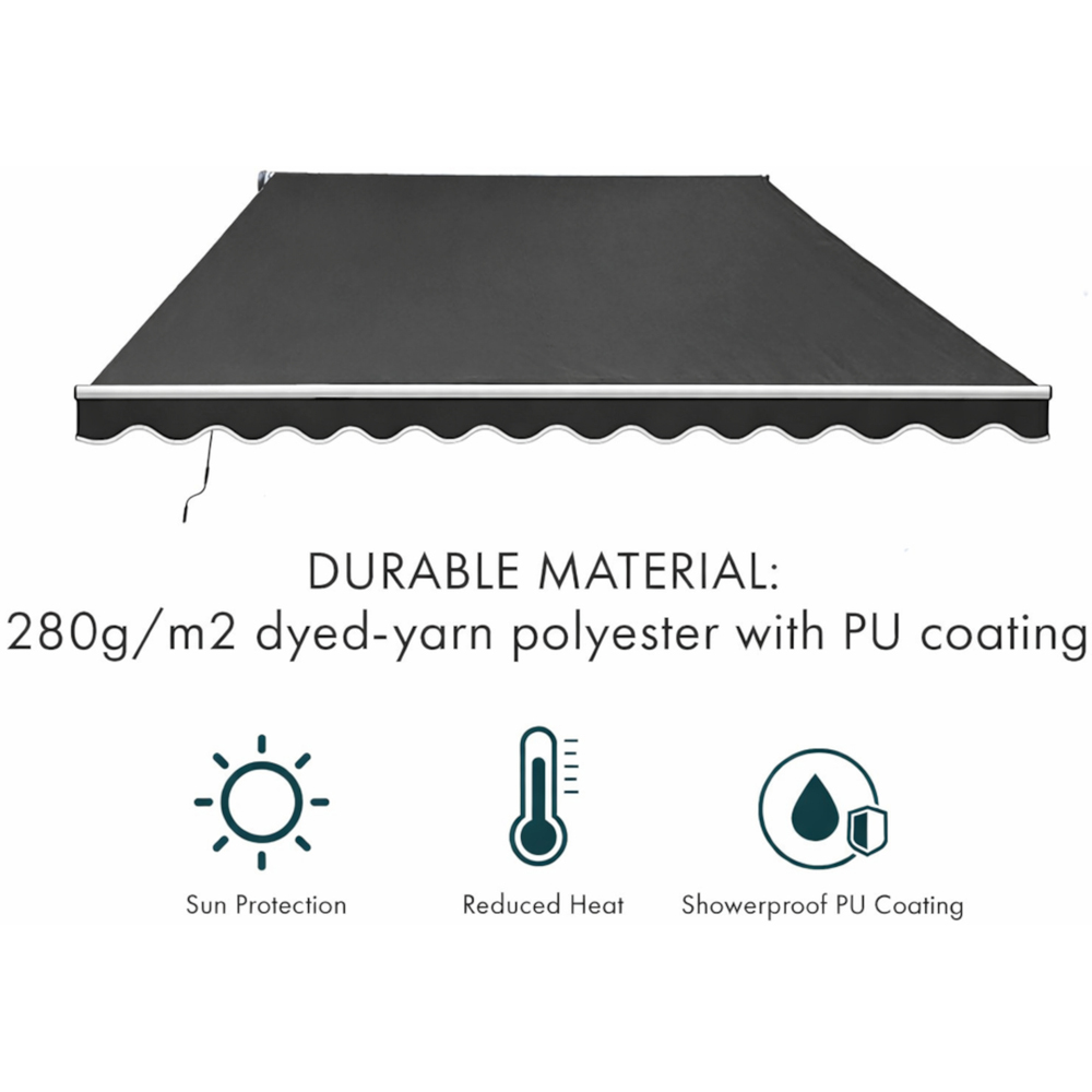 Jack Stonehouse Black Retractable Electric Awning with LED Lights and Remote Control 3 x 2.5m Image 4