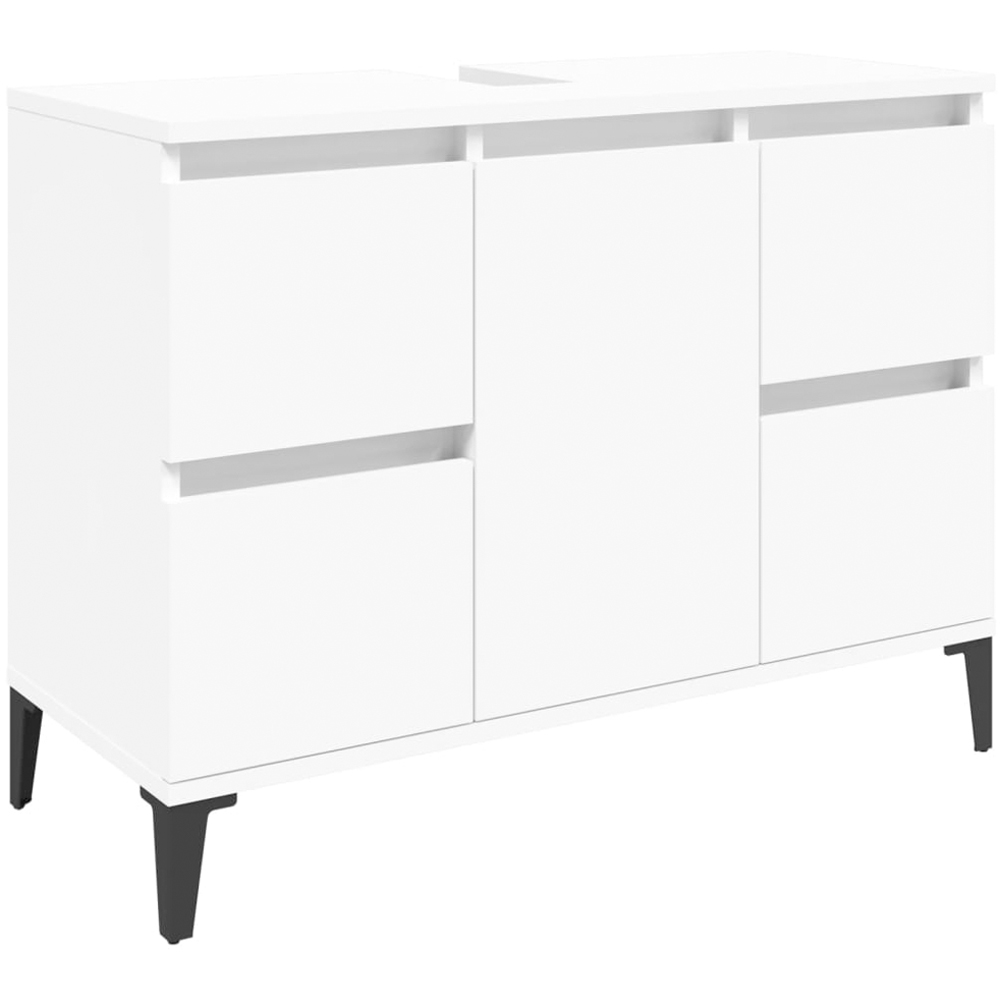 vidaXL Single Door 4 Drawer White Sink Cabinet Image 2
